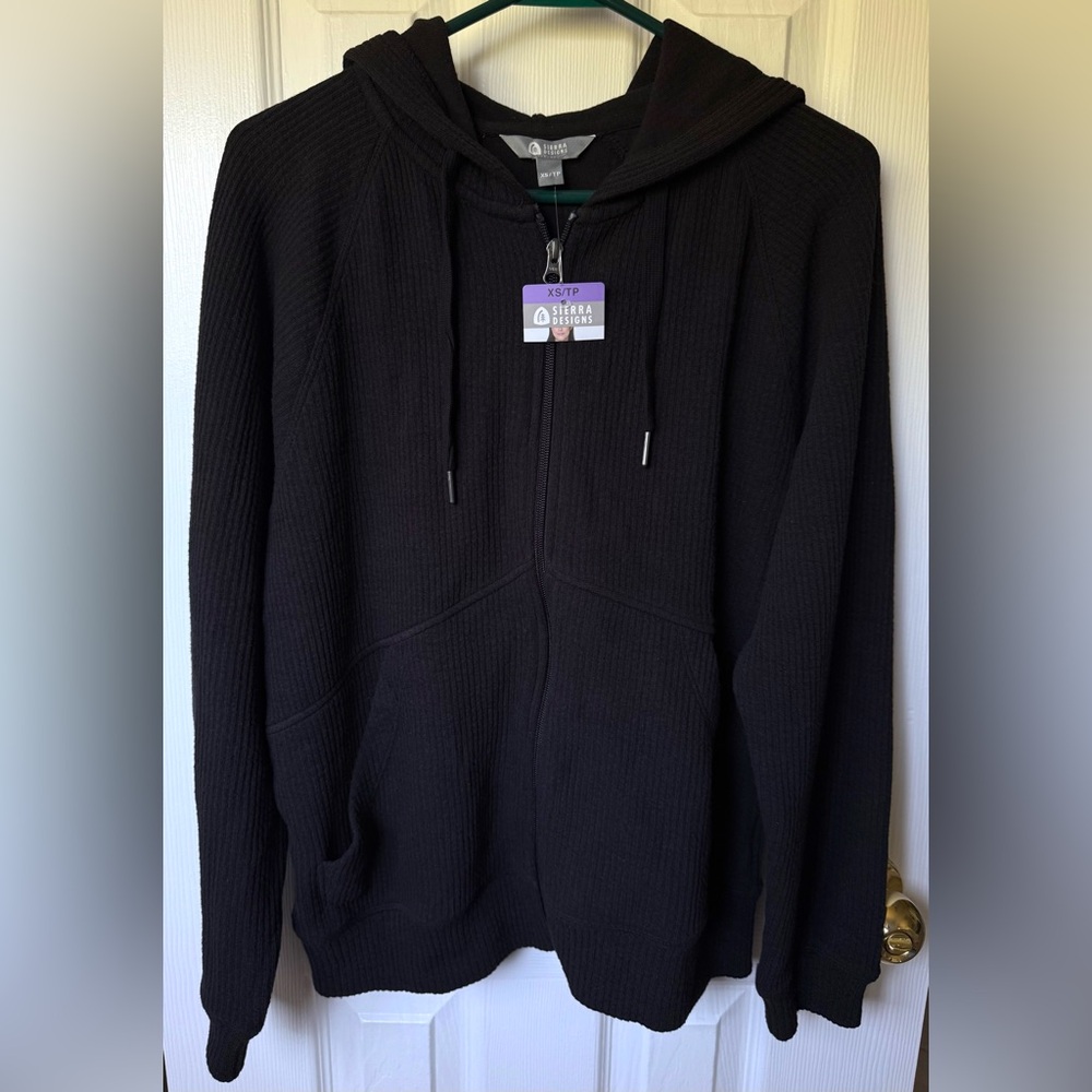 Sierra Designs Women's Full Zip Sweater Jacket Hoodie Black Size XS New with Tag